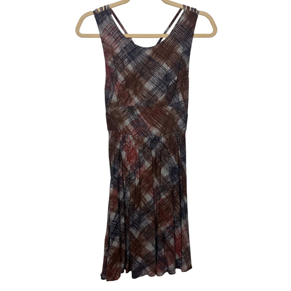 Maple Anthropologie 2 Plaid Sleeveless A-Line Dress Dark Academia Y2K